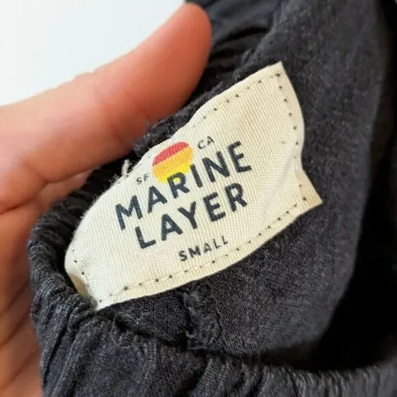 Marine Layer Eloise Belted Wrap Romper Jumpsuit S Small Black - Picture 6 of 8